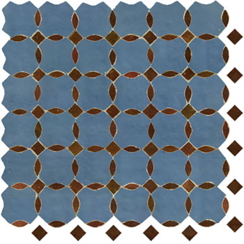 Mosaic House Moroccan tile Kora Z 2-19 Light Blue Brown  zellige, mosaic, zellij, field, pattern, glaze, simple, classic, octagonal 